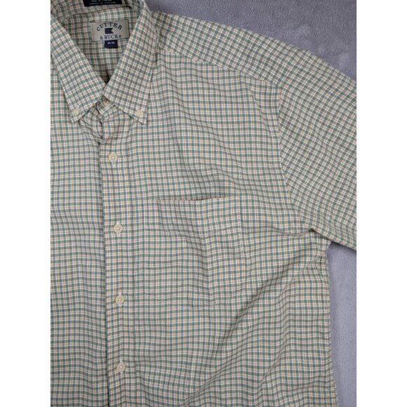 Cutter & Buck Button Up Shirt Mens Size Medium Green Plaid Outdoor Hiking Dad - Picture 3 of 6